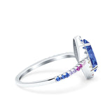 Marquise Art Deco MultiColor Wedding Bridal Ring Simulated Cubic Zirconia 925 Sterling Silver