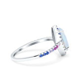 Marquise Art Deco MultiColor Wedding Bridal Ring Simulated Cubic Zirconia 925 Sterling Silver