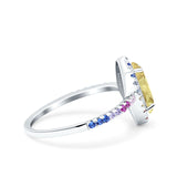 Marquise Art Deco MultiColor Wedding Bridal Ring Simulated Cubic Zirconia 925 Sterling Silver