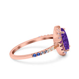 Oval Art Deco Multiple Color Wedding Bridal Ring Simulated Cubic Zirconia 925 Sterling Silver