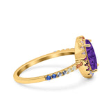 Oval Art Deco Multiple Color Wedding Bridal Ring Simulated Cubic Zirconia 925 Sterling Silver