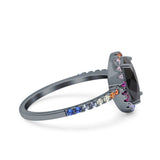 Oval Art Deco Multiple Color Wedding Bridal Ring Simulated Cubic Zirconia 925 Sterling Silver
