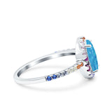Oval Art Deco Multiple Color Wedding Bridal Ring Simulated Cubic Zirconia 925 Sterling Silver