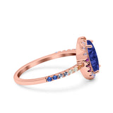 Oval Art Deco Multiple Color Wedding Bridal Ring Simulated Cubic Zirconia 925 Sterling Silver