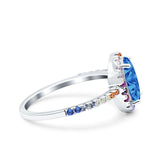 Oval Art Deco Multiple Color Wedding Bridal Ring Simulated Cubic Zirconia 925 Sterling Silver