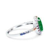Oval Art Deco Multiple Color Wedding Bridal Ring Simulated Cubic Zirconia 925 Sterling Silver