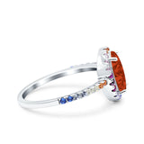 Oval Art Deco Multiple Color Wedding Bridal Ring Simulated Cubic Zirconia 925 Sterling Silver