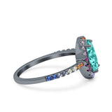 Oval Art Deco Multiple Color Wedding Bridal Ring Simulated Cubic Zirconia 925 Sterling Silver