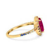 Oval Art Deco Multiple Color Wedding Bridal Ring Simulated Cubic Zirconia 925 Sterling Silver