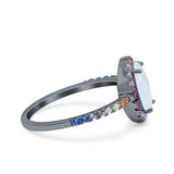 Oval Art Deco Multiple Color Wedding Bridal Ring Simulated Cubic Zirconia 925 Sterling Silver
