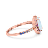 Oval Art Deco Multiple Color Wedding Bridal Ring Simulated Cubic Zirconia 925 Sterling Silver