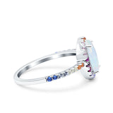 Oval Art Deco Multiple Color Wedding Bridal Ring Simulated Cubic Zirconia 925 Sterling Silver