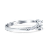 Half Eternity Ring Wedding Engagement Marquise Simulated Cubic Zirconia 925 Sterling Silver