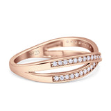 Crisscross Wedding Eternity Ring Cubic Zirconia 925 Sterling Silver