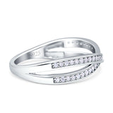 Crisscross Wedding Eternity Ring Cubic Zirconia 925 Sterling Silver