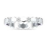 Full Eternity Hexagonal Stackable Band Cubic Zirconia 925 Sterling Silver