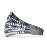 Bypass Stackable Statement Ring Cubic Zirconia 925 Sterling Silver