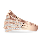 Bypass Stackable Statement Ring Cubic Zirconia 925 Sterling Silver