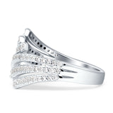 Bypass Stackable Statement Ring Cubic Zirconia 925 Sterling Silver