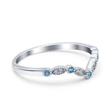 Marquise Curved Half Eternity Stackable Band Ring Simulated CZ 925 Sterling Silver