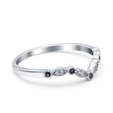 Marquise Curved Half Eternity Stackable Band Ring Simulated CZ 925 Sterling Silver