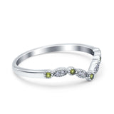 Marquise Curved Half Eternity Stackable Band Ring Simulated CZ 925 Sterling Silver