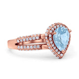 Vintage Style Pear Halo Engagement Ring Cubic Zirconia 925 Sterling Silver
