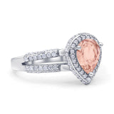Vintage Style Pear Halo Engagement Ring Cubic Zirconia 925 Sterling Silver