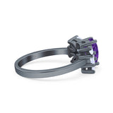 Teardrop Pear Art Deco Wedding Engagement Ring Simulated Cubic Zirconia 925 Sterling Silver