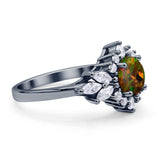 Art Deco Round Engagement Ring Cubic Zirconia 925 Sterling Silver