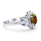 Art Deco Round Engagement Ring Cubic Zirconia 925 Sterling Silver
