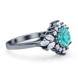 Art Deco Round Engagement Ring Cubic Zirconia 925 Sterling Silver