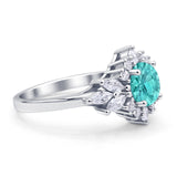 Art Deco Round Engagement Ring Cubic Zirconia 925 Sterling Silver