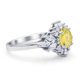 Art Deco Round Engagement Ring Cubic Zirconia 925 Sterling Silver