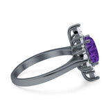 Vintage Style Oval Engagement Ring Simulated Cubic Zirconia 925 Sterling Silver