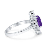 Vintage Style Oval Engagement Ring Simulated Cubic Zirconia 925 Sterling Silver