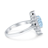 Vintage Style Oval Engagement Ring Simulated Cubic Zirconia 925 Sterling Silver