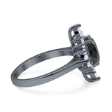 Vintage Style Oval Engagement Ring Simulated Cubic Zirconia 925 Sterling Silver