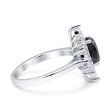 Vintage Style Oval Engagement Ring Simulated Cubic Zirconia 925 Sterling Silver