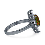 Vintage Style Oval Engagement Ring Simulated Cubic Zirconia 925 Sterling Silver