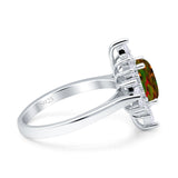 Vintage Style Oval Engagement Ring Simulated Cubic Zirconia 925 Sterling Silver