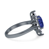 Vintage Style Oval Engagement Ring Simulated Cubic Zirconia 925 Sterling Silver