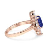 Vintage Style Oval Engagement Ring Simulated Cubic Zirconia 925 Sterling Silver