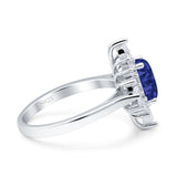 Vintage Style Oval Engagement Ring Simulated Cubic Zirconia 925 Sterling Silver