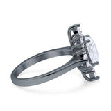 Vintage Style Oval Engagement Ring Simulated Cubic Zirconia 925 Sterling Silver