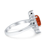 Vintage Style Oval Engagement Ring Simulated Cubic Zirconia 925 Sterling Silver