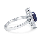 Vintage Style Halo Oval Lab Alexandrite Engagement Ring