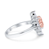 Vintage Style Oval Engagement Ring Simulated Cubic Zirconia 925 Sterling Silver