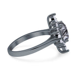 Vintage Style Halo Oval Natural Rutilated Quartz Engagement Ring