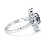 Vintage Style Halo Oval Natural Rutilated Quartz Engagement Ring